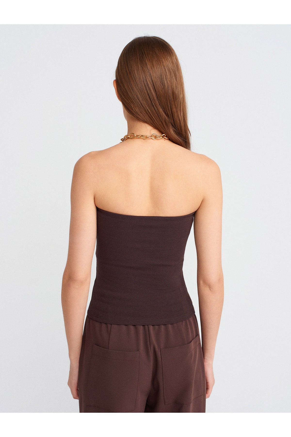 20659 Bandeau Top-Açık Sarı - Kahverengi