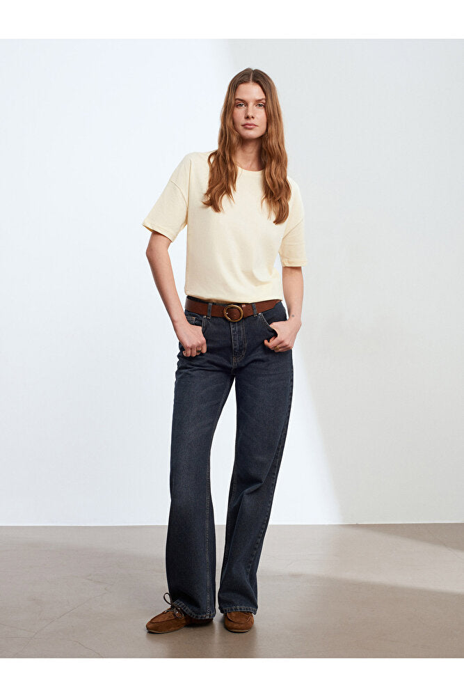 3683 Basic T-Shirt-Açık Sarı