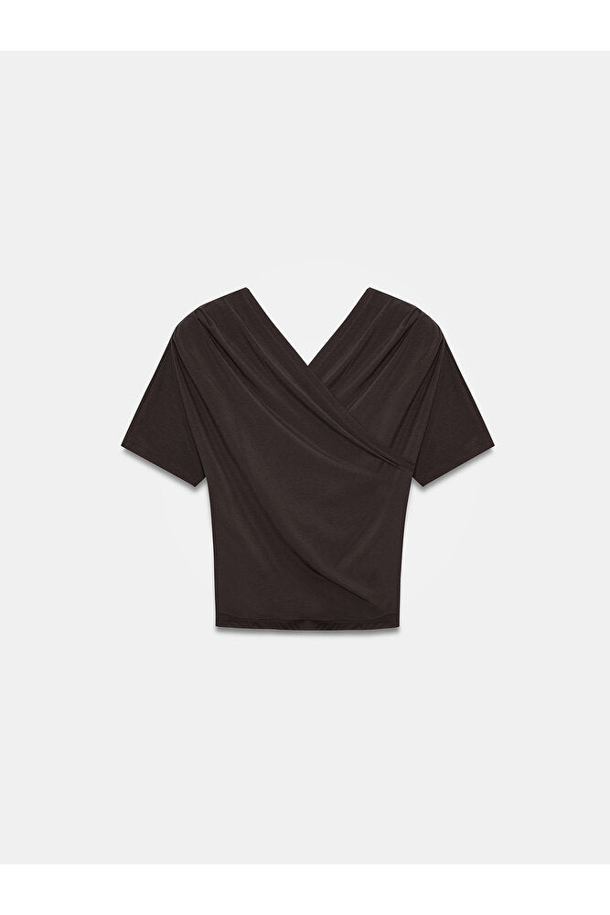 32659 Drapeli Kısa Kollu Top-Taş