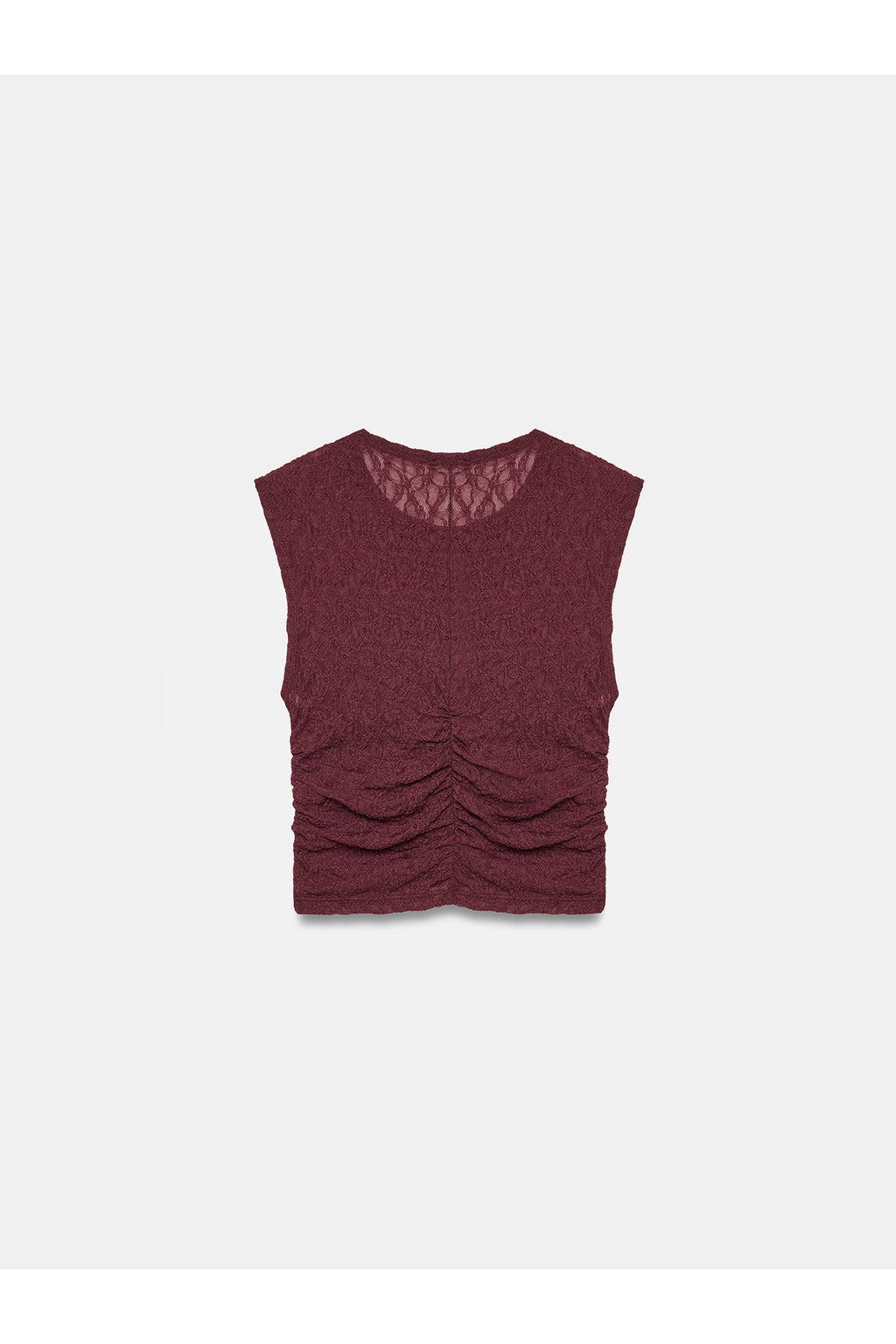 32492 Büzgülü Dantel Top-Siyah - Bordo