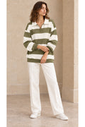 Kadın polo yaka 3 iplik oversize sweatshirt 3456