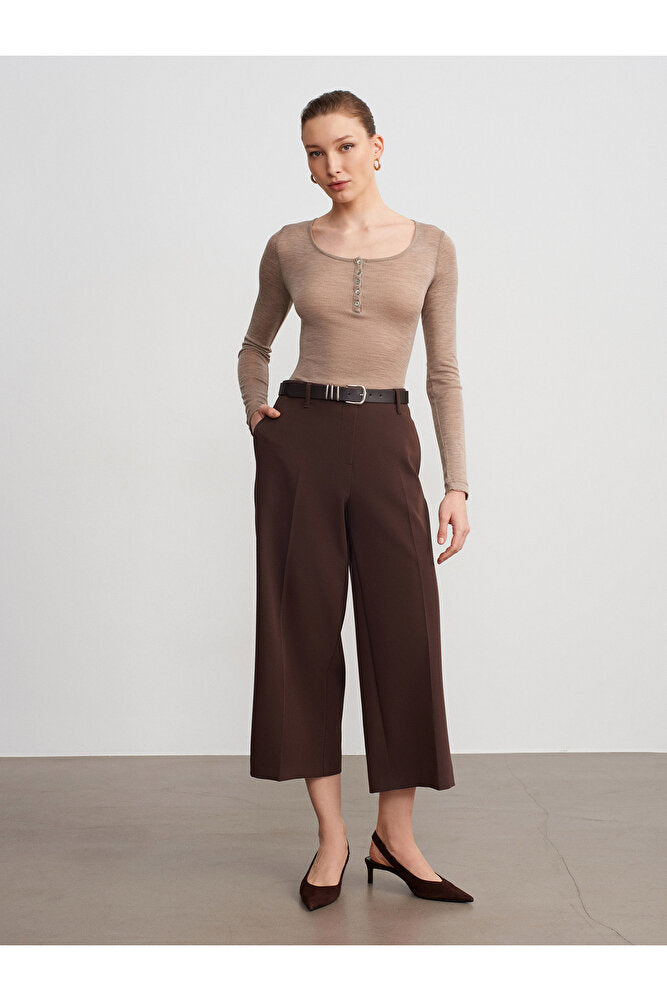 72640 Düz Paça Pantolon-Açık Taş