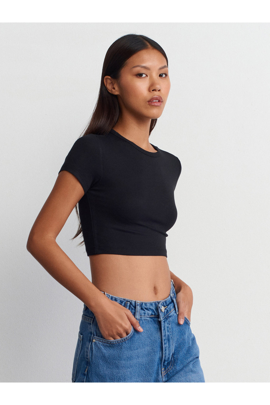 31104 Modal Crop Top-Siyah - Siyah
