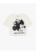 Lisanslı Minnie Mouse Baskılı Ekru Kız Çocuk T-Shirt 6SKG10198AK