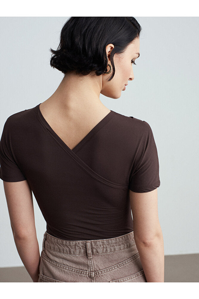 32659 Drapeli Kısa Kollu Top-Taş