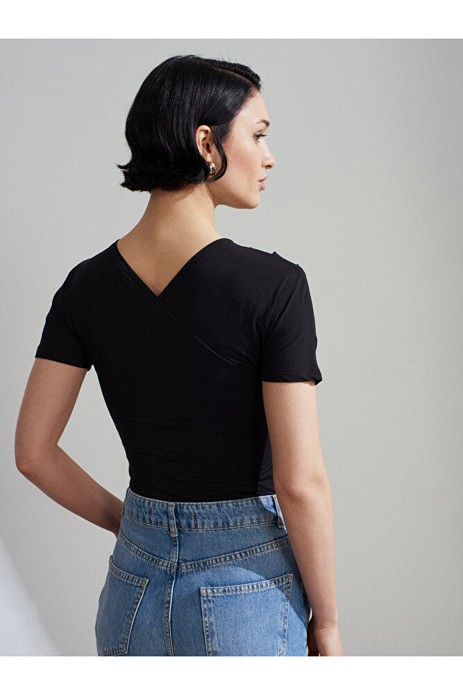 32659 Drapeli Kısa Kollu Top-Taş