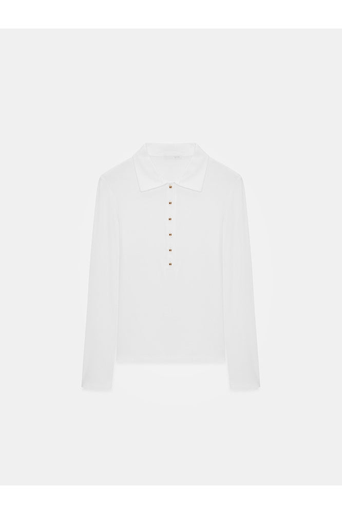 32671 Düğme Detaylı Polo Yaka Top-Açık Kahve