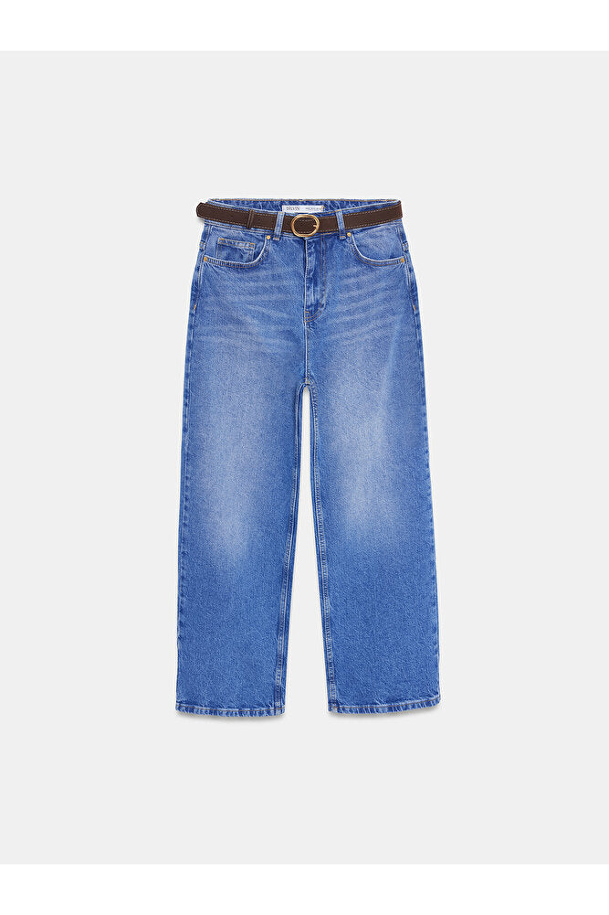 72299 Kemerli Kısa Pantolon-Mavi