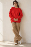 Kadın bisiklet yaka oversize kalıp 3 iplik sweatshirt 510