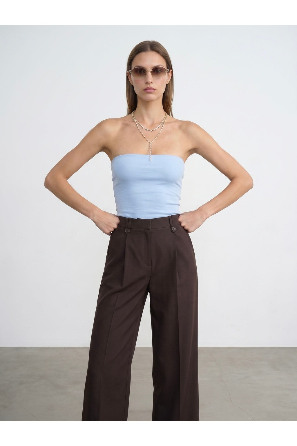 20659 Bandeau Top-Açık Sarı - Açık Mavi
