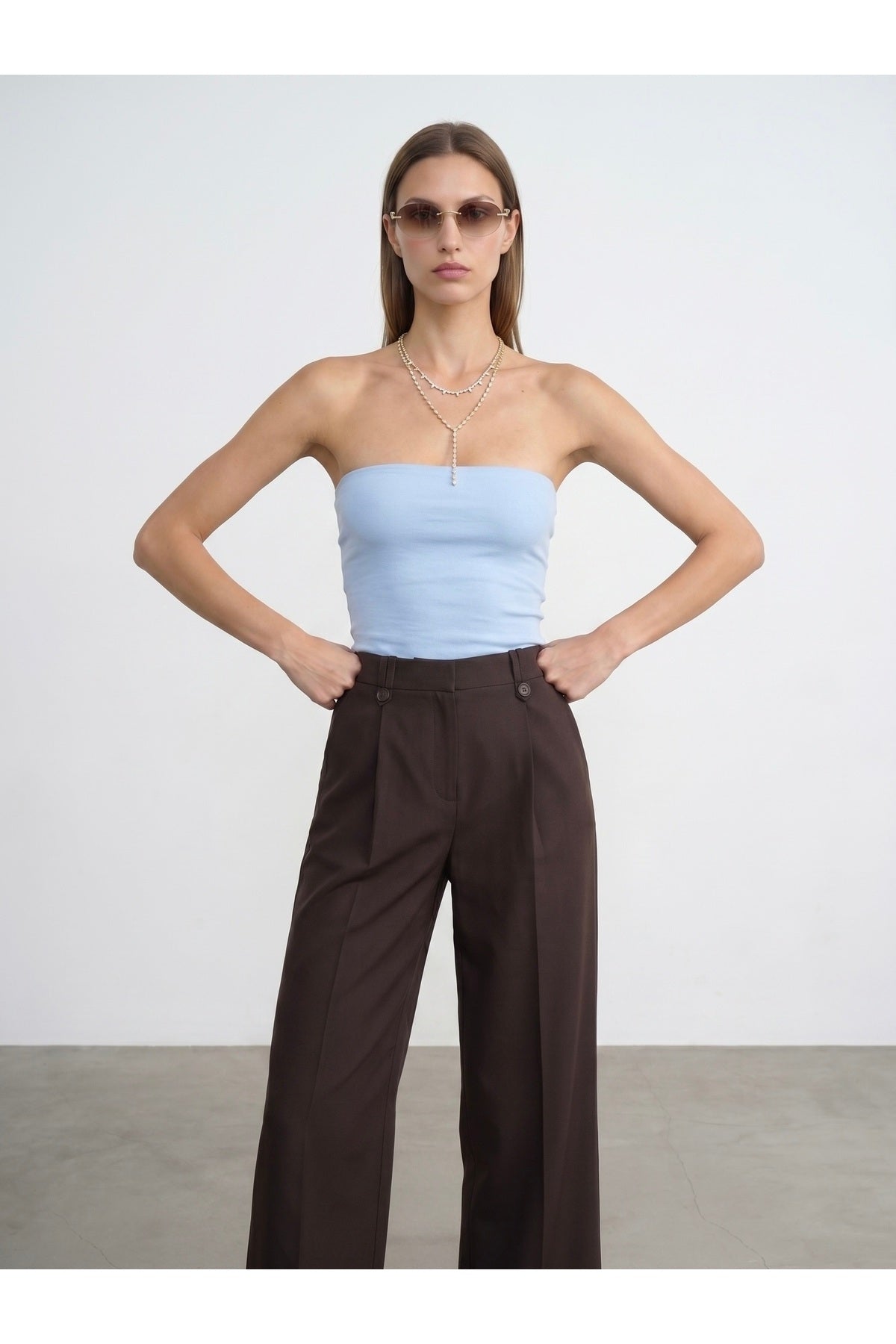20659 Bandeau Top-Açık Sarı - Açık Mavi