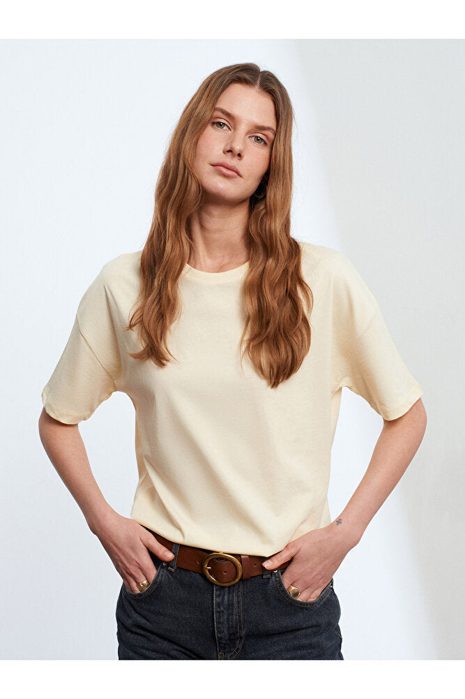 3683 Basic T-Shirt-Açık Sarı