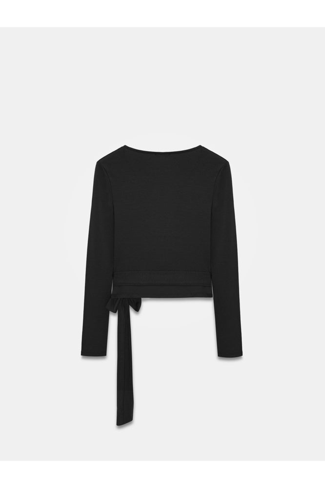 32645 Uzun Kollu Kruvaze Top-Bordo