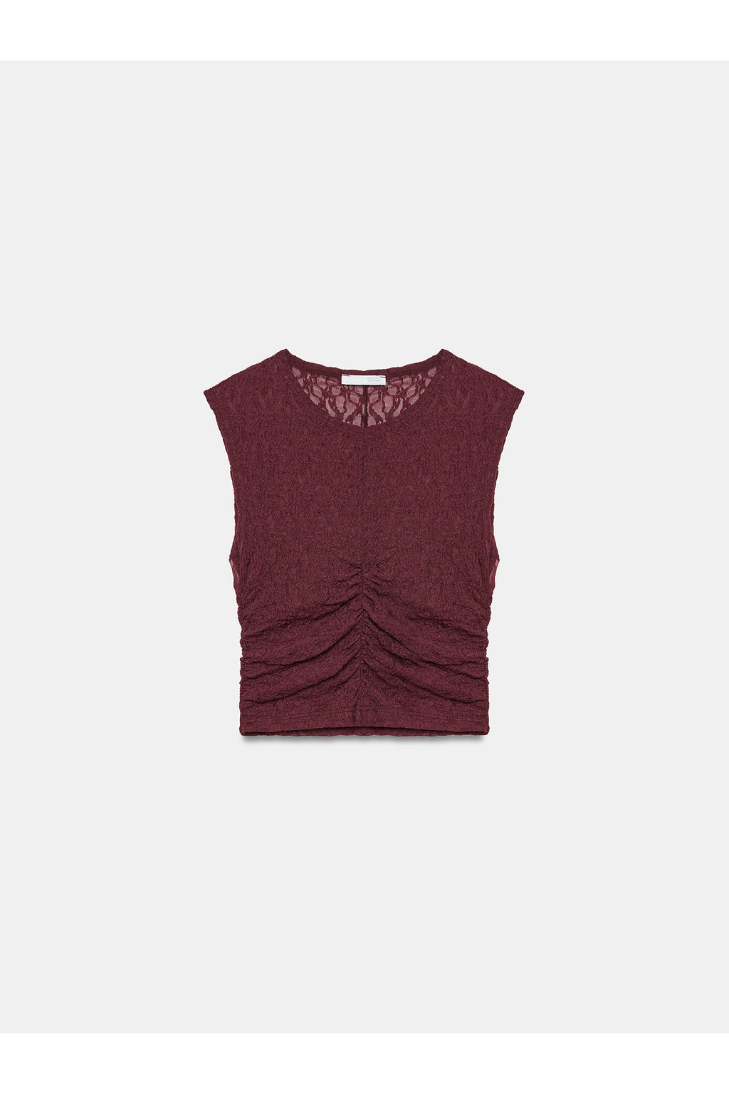 32492 Büzgülü Dantel Top-Siyah - Bordo