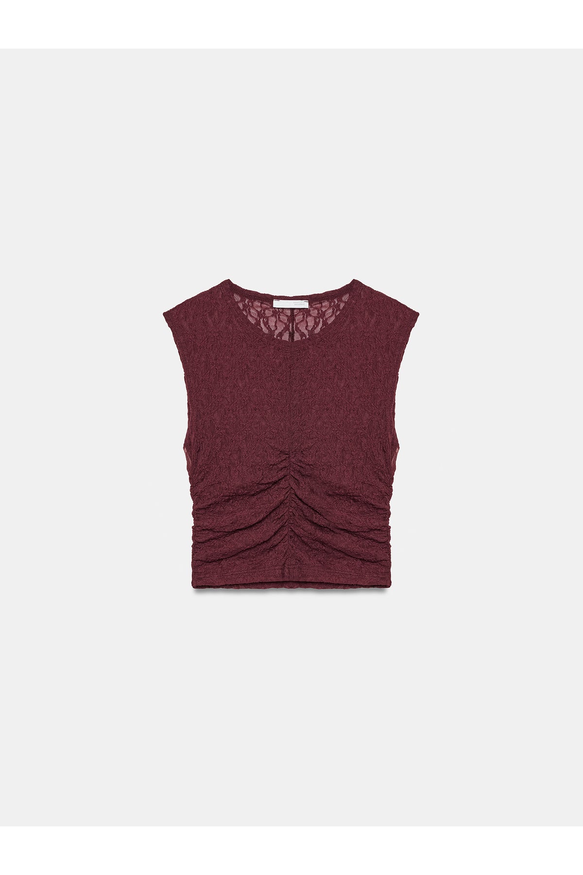 32492 Büzgülü Dantel Top-Siyah - Bordo
