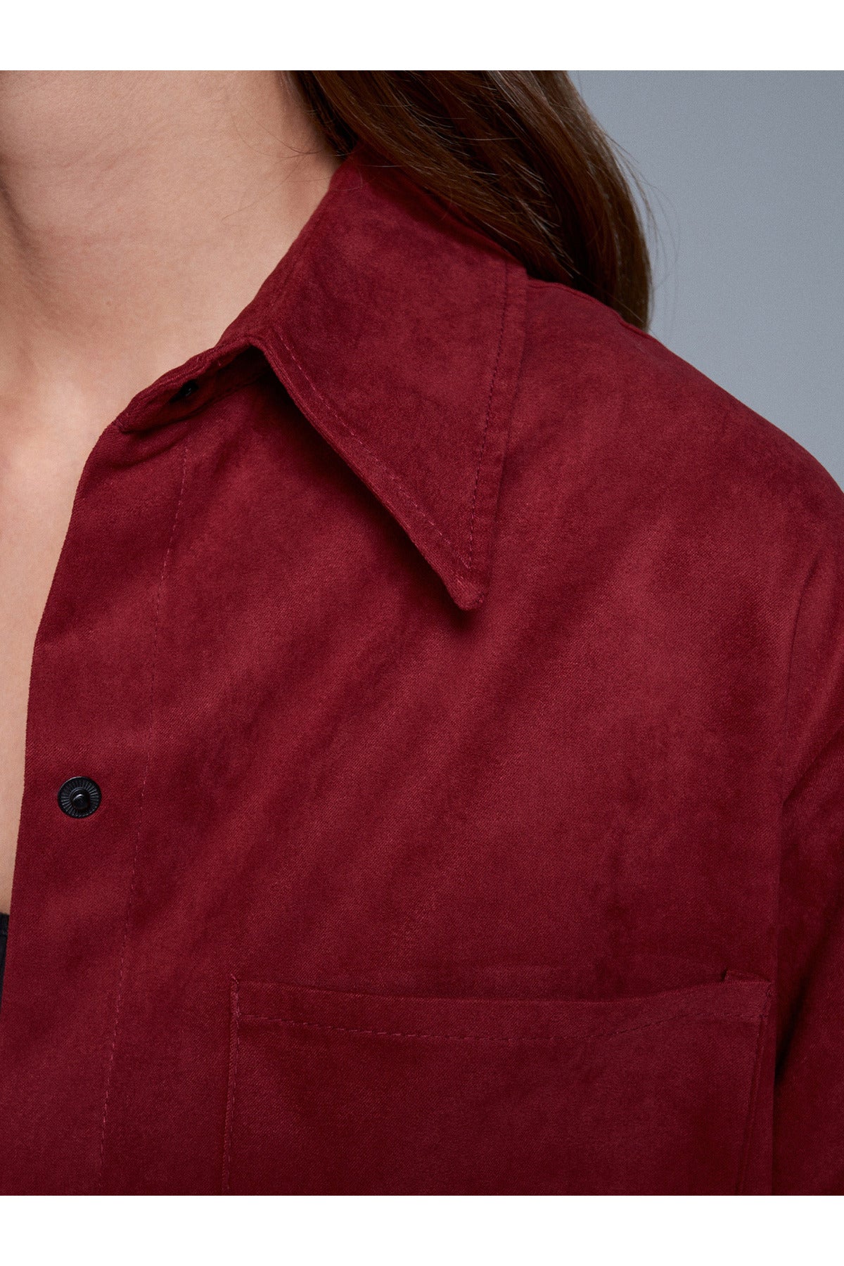 50532 Süet Gömlek Ceket-Bordo - Bordo