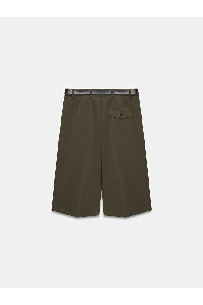 72270 Kemerli Pensli Bermuda-Haki