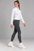 11040 Kadın Bel Oturtmalı Fermuarlı Slim Fit Badi - Beyaz