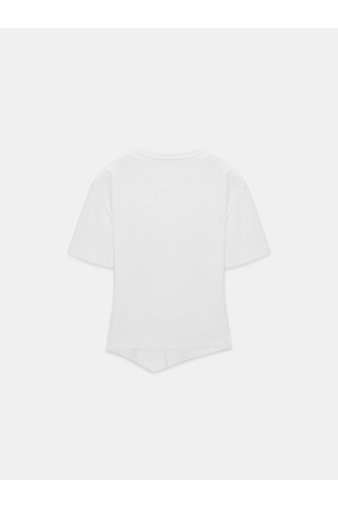 32445 Aksesuar Detaylı Basic T-Shirt-Koyu Kahve