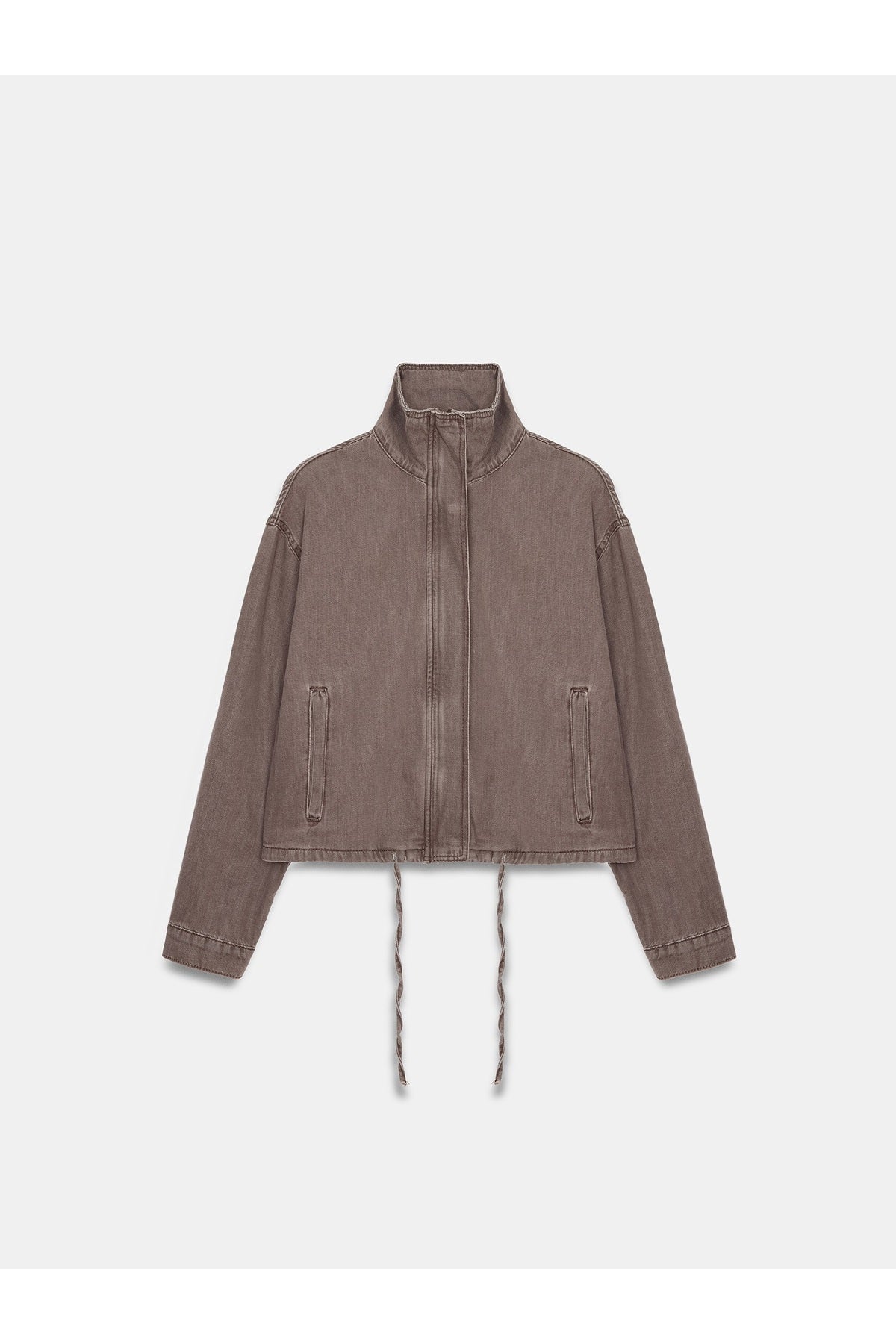 65391 %100 Pamuk Oversize Kot Ceket-Kahve - Kahve
