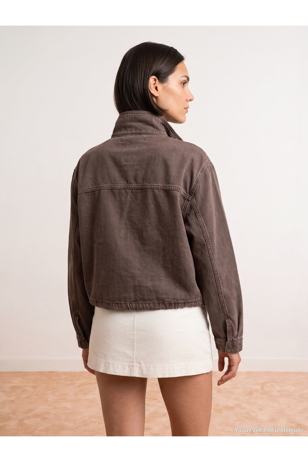 65391 %100 Pamuk Oversize Kot Ceket-Kahve - Kahve