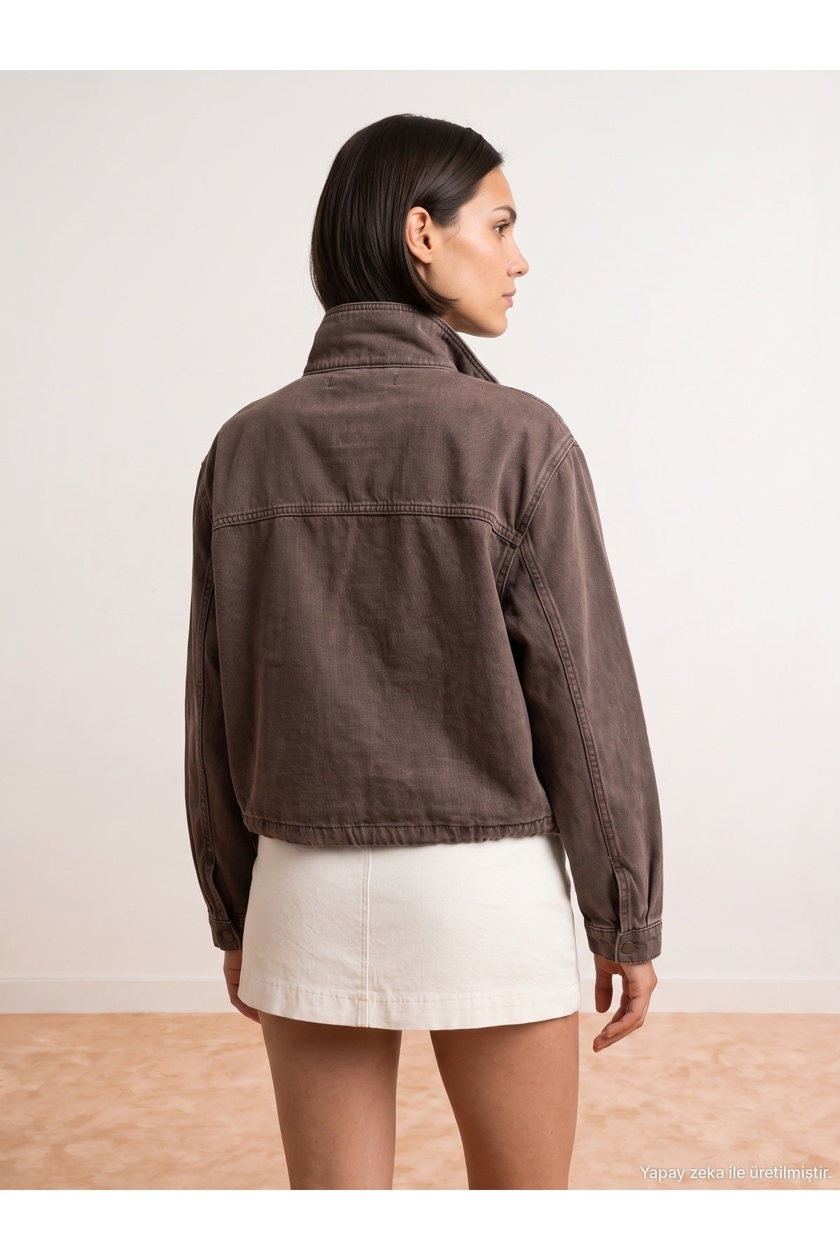 65391 %100 Pamuk Oversize Kot Ceket-Kahve - Kahve