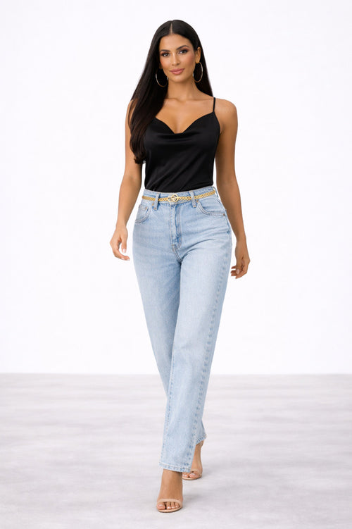 10905 Kadın %100 Pamuk Straight Length Yıkamalı Kot Pantolon