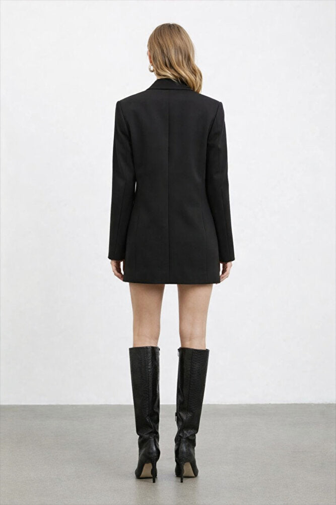 10953 Kadın Oversize Kalıp İç Astarlı Çift Düğme Blazer Ceket