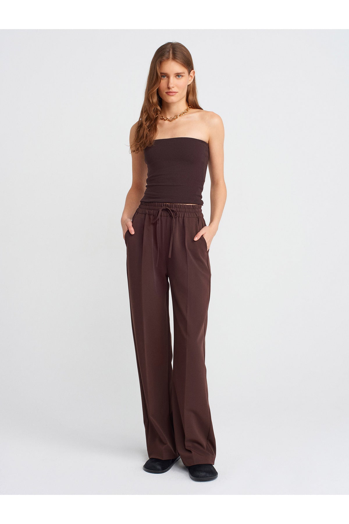 20659 Bandeau Top-Açık Sarı - Kahverengi