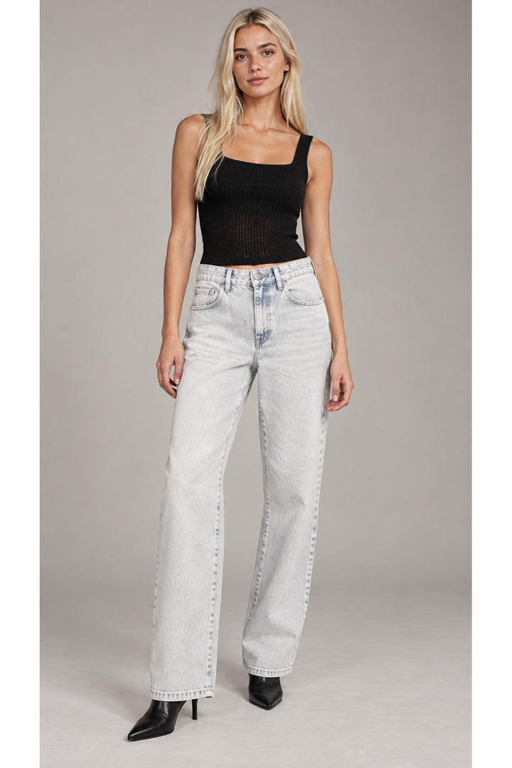 Kadın Wide Leg Geniş Paça Kalıp Yüksek Bel Kot Pantolon 11049