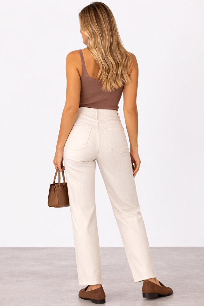 10906 Kadın %100 Pamuk Staright Fit Kot Pantolon