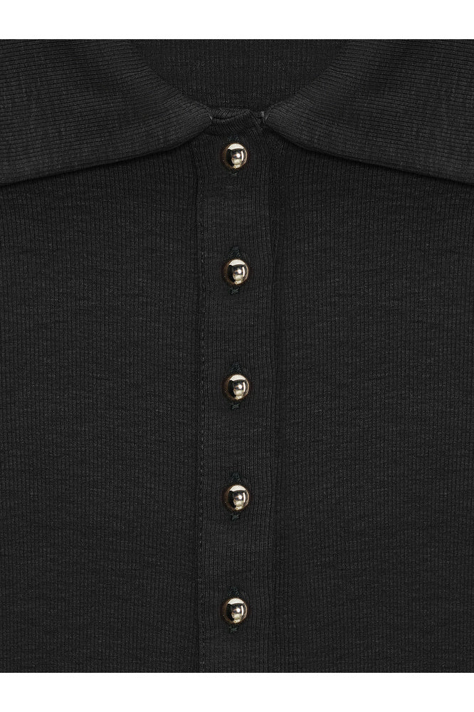 32671 Düğme Detaylı Polo Yaka Top-Açık Kahve