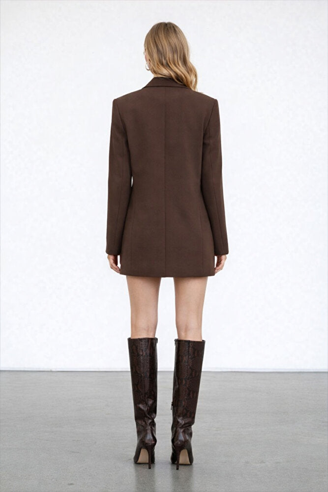 10953 Kadın Oversize Kalıp İç Astarlı Çift Düğme Blazer Ceket