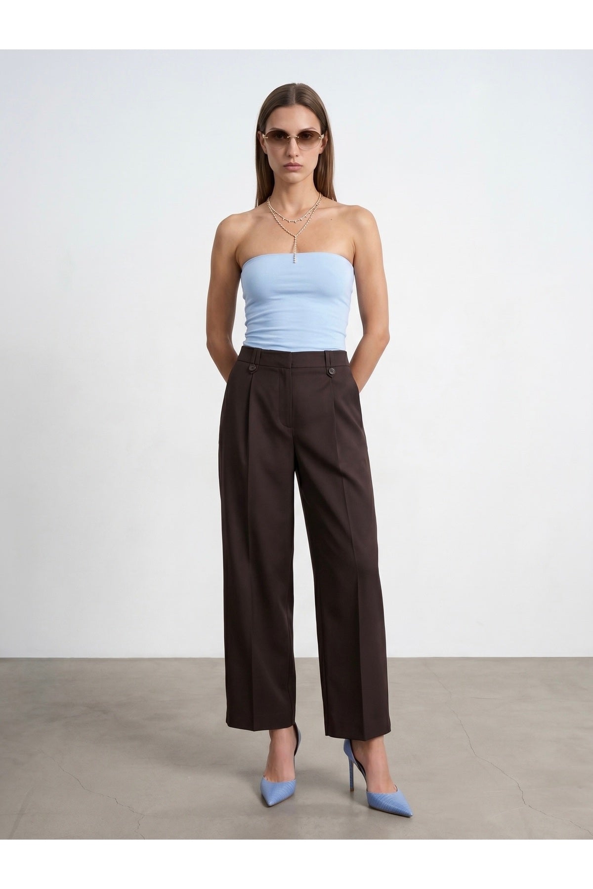 20659 Bandeau Top-Açık Sarı - Açık Mavi