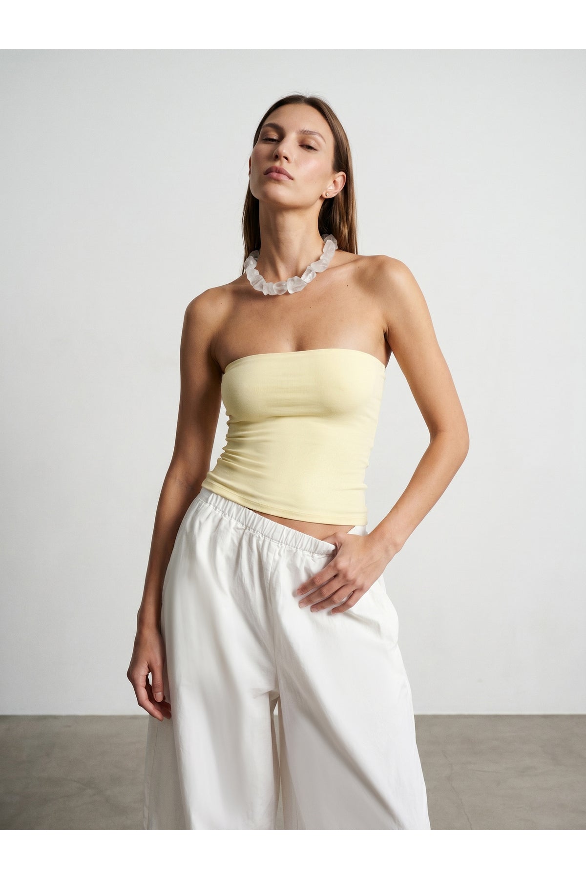 20659 Bandeau Top-Açık Sarı - Açık Sarı