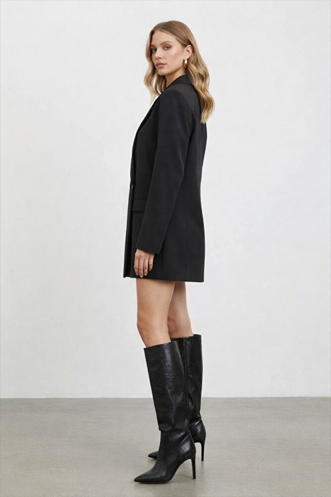 10953 Kadın Oversize Kalıp İç Astarlı Çift Düğme Blazer Ceket