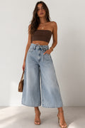 10907 Kadın Yıkamalı Kemer Detaylı Baggy Denim Şort Bermuda