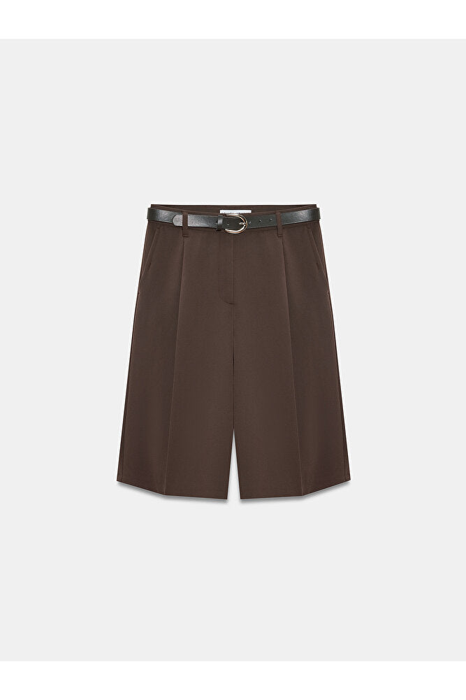 72270 Kemerli Pensli Bermuda-Haki