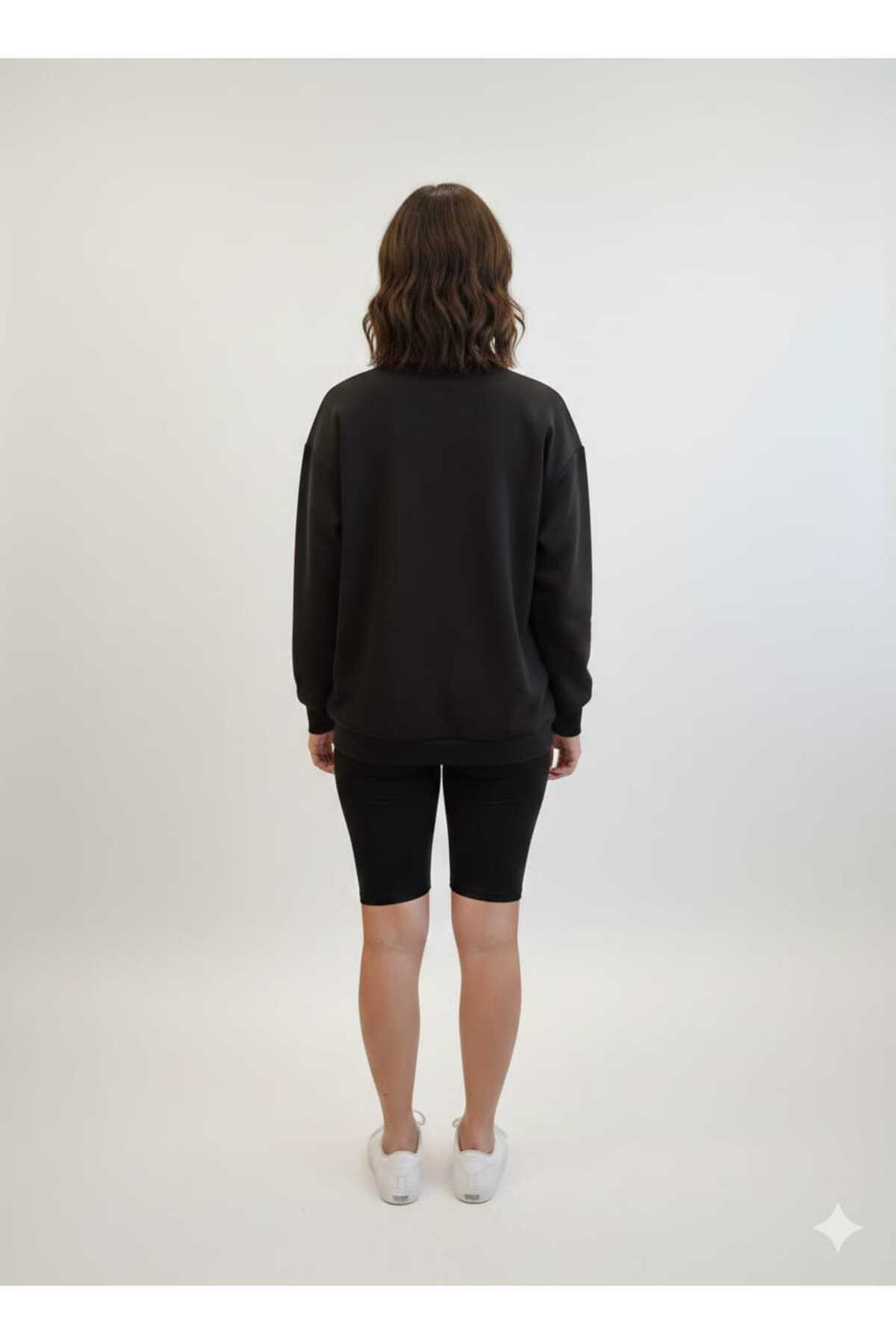 Kadın Oversize Baskılı Rahat Kalıp Sweatshirt - Siyah