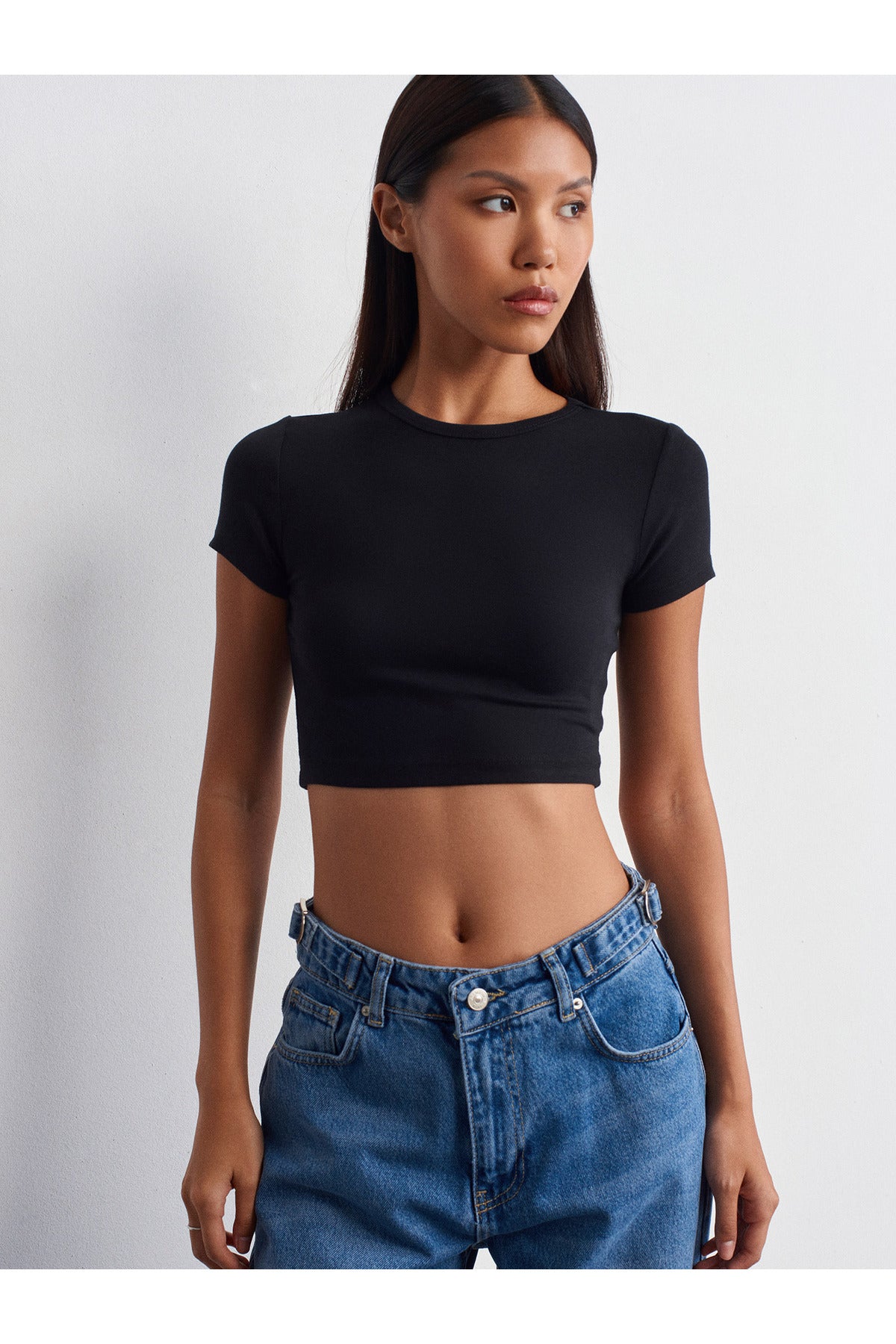 31104 Modal Crop Top-Siyah - Siyah