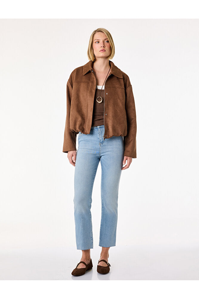 Normal Bel Dar Kesim Düğmeli Pamuklu İspanyol Paça Denim Pantolon - Flare Jeans