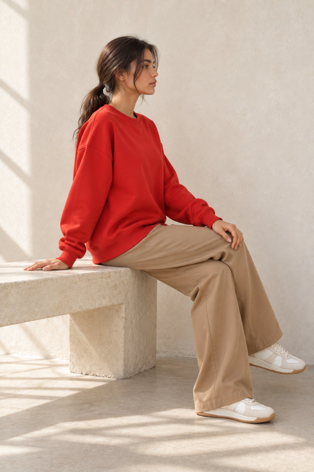 Kadın bisiklet yaka oversize kalıp 3 iplik sweatshirt 510